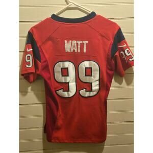 Nike NFL Texans Jersey Boys L Watt 99 Red On Field Game Sewn Patch Short Sleeve